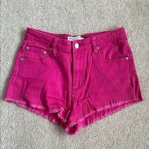 Nasty Gal x MINKPINK Pink Jean Shorts High-Waisted Frayed Hem